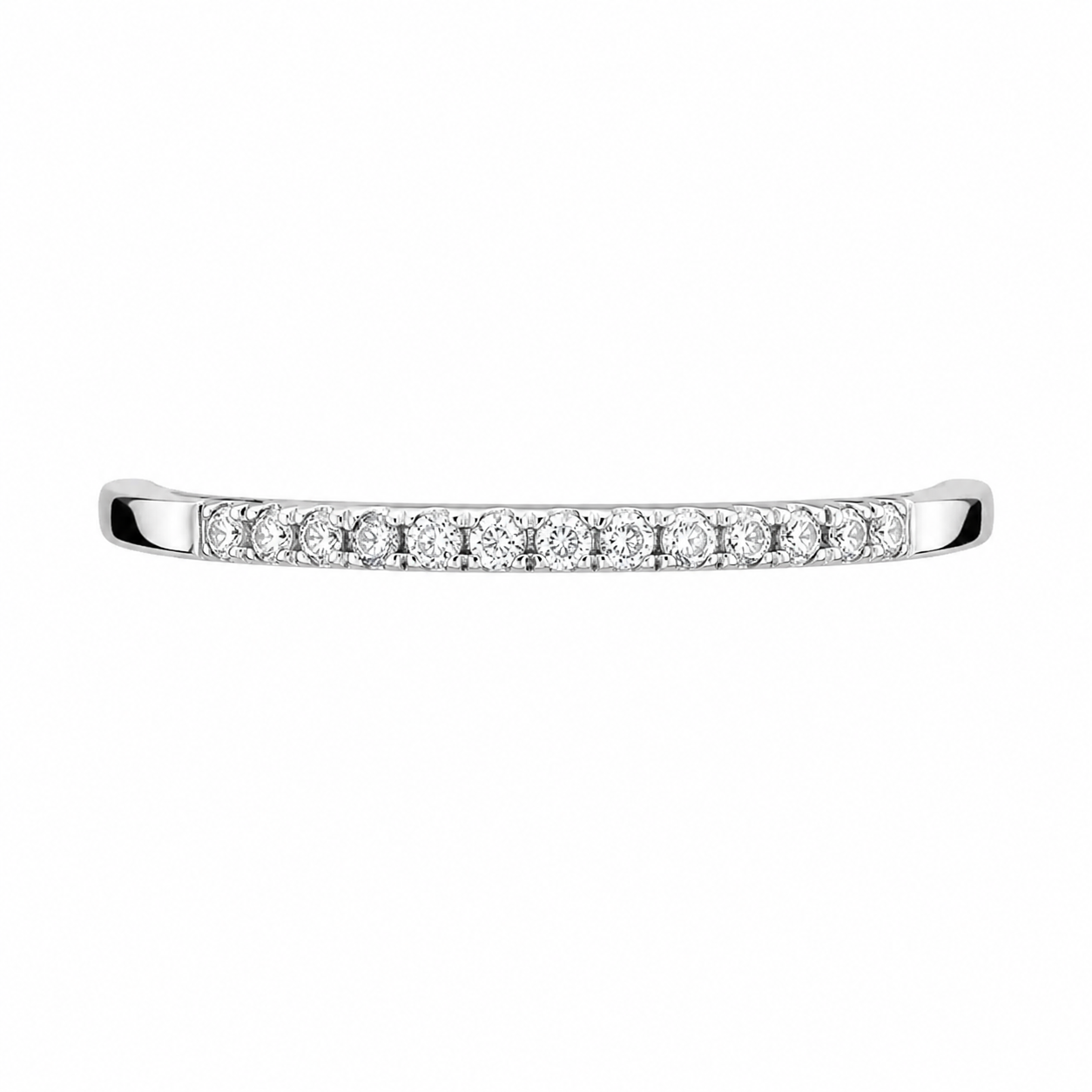 Argolla de matrimonio en oro blanco con diamantes. 