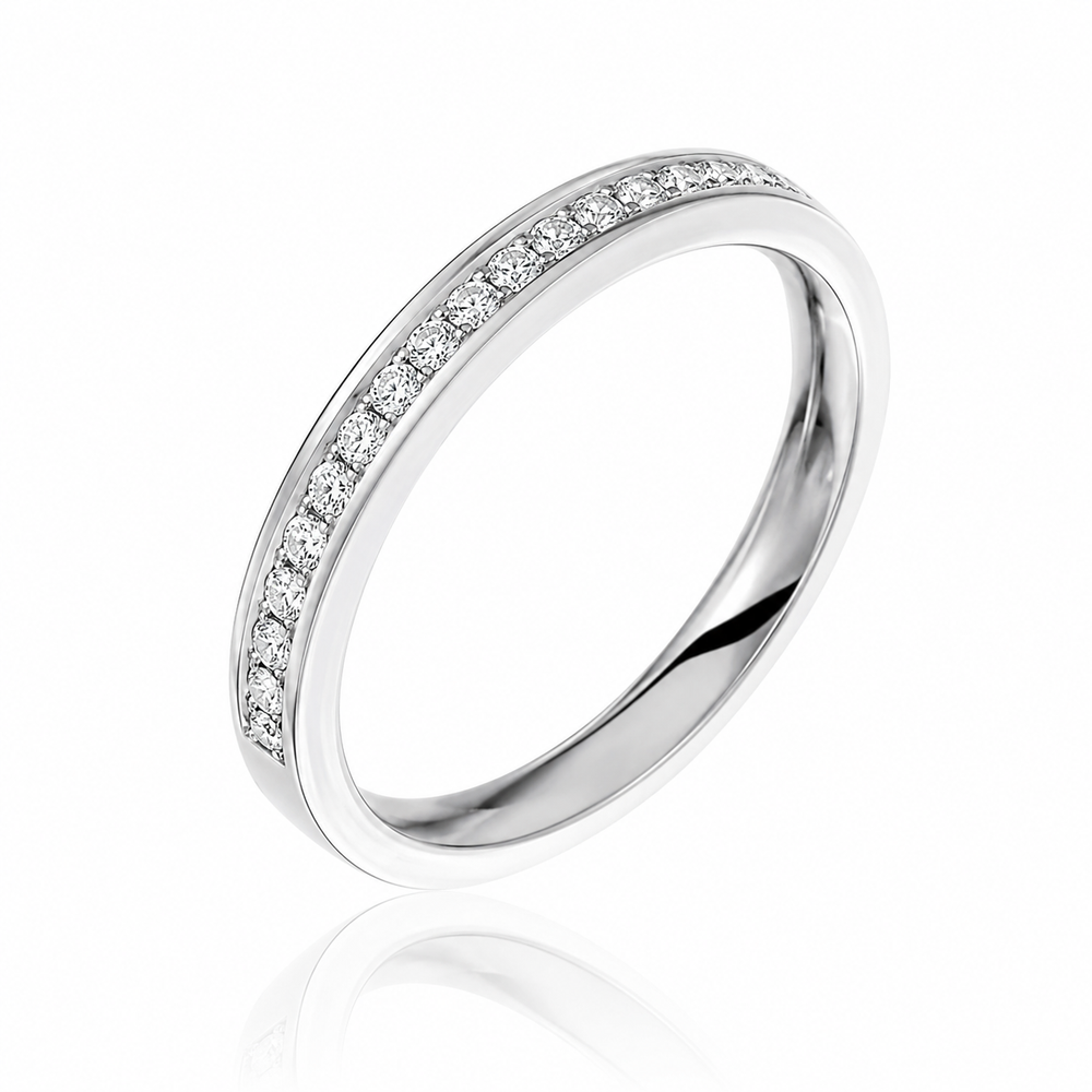 Argolla de matrimonio de oro blanco con diamantes naturales 