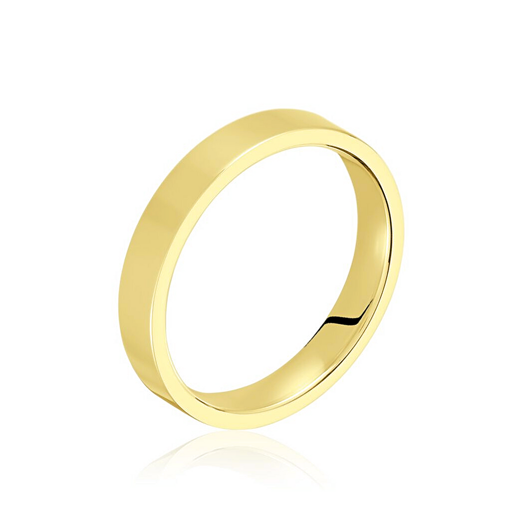 Argolla de oro amarillo 18k plana de 5mm con terminado liso brillante