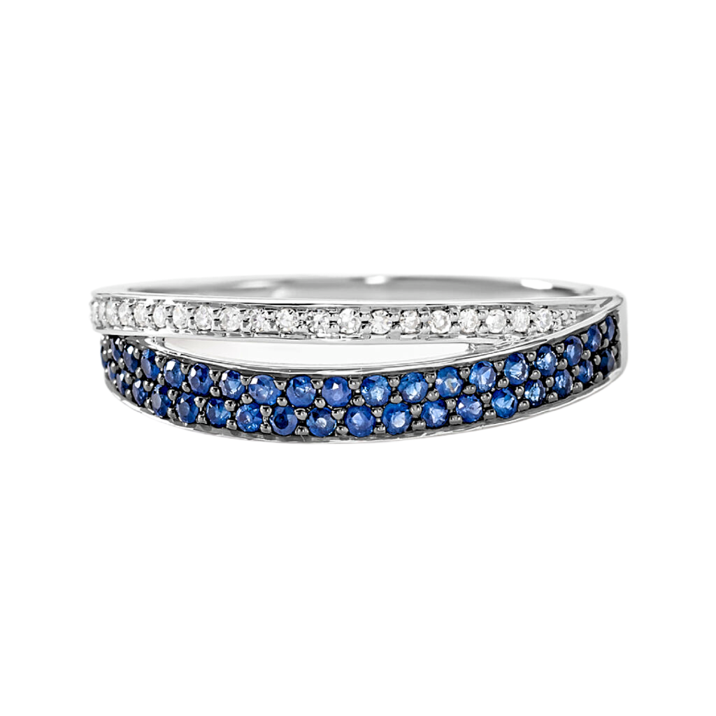 Anillo de oro blanco con zafiros y diamantes - Selma
