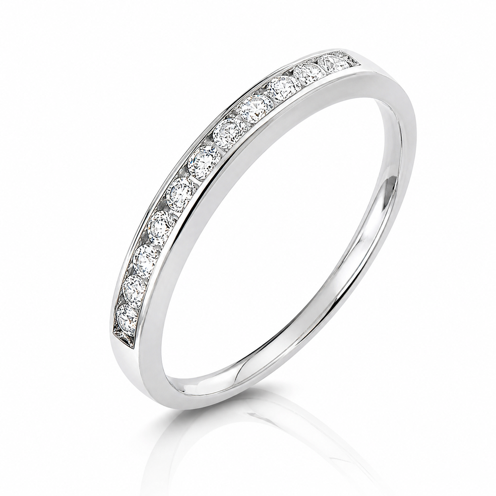 Argolla de oro blanco con diamantes naturales - Los Angeles