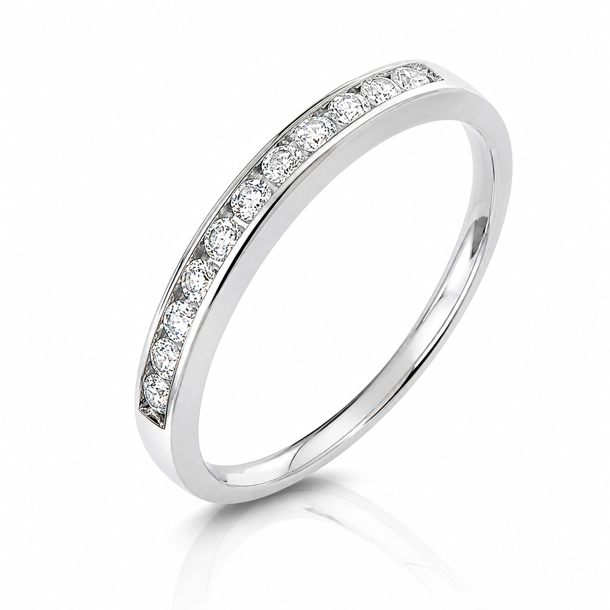 Argolla de oro blanco con diamantes naturales - Los Angeles