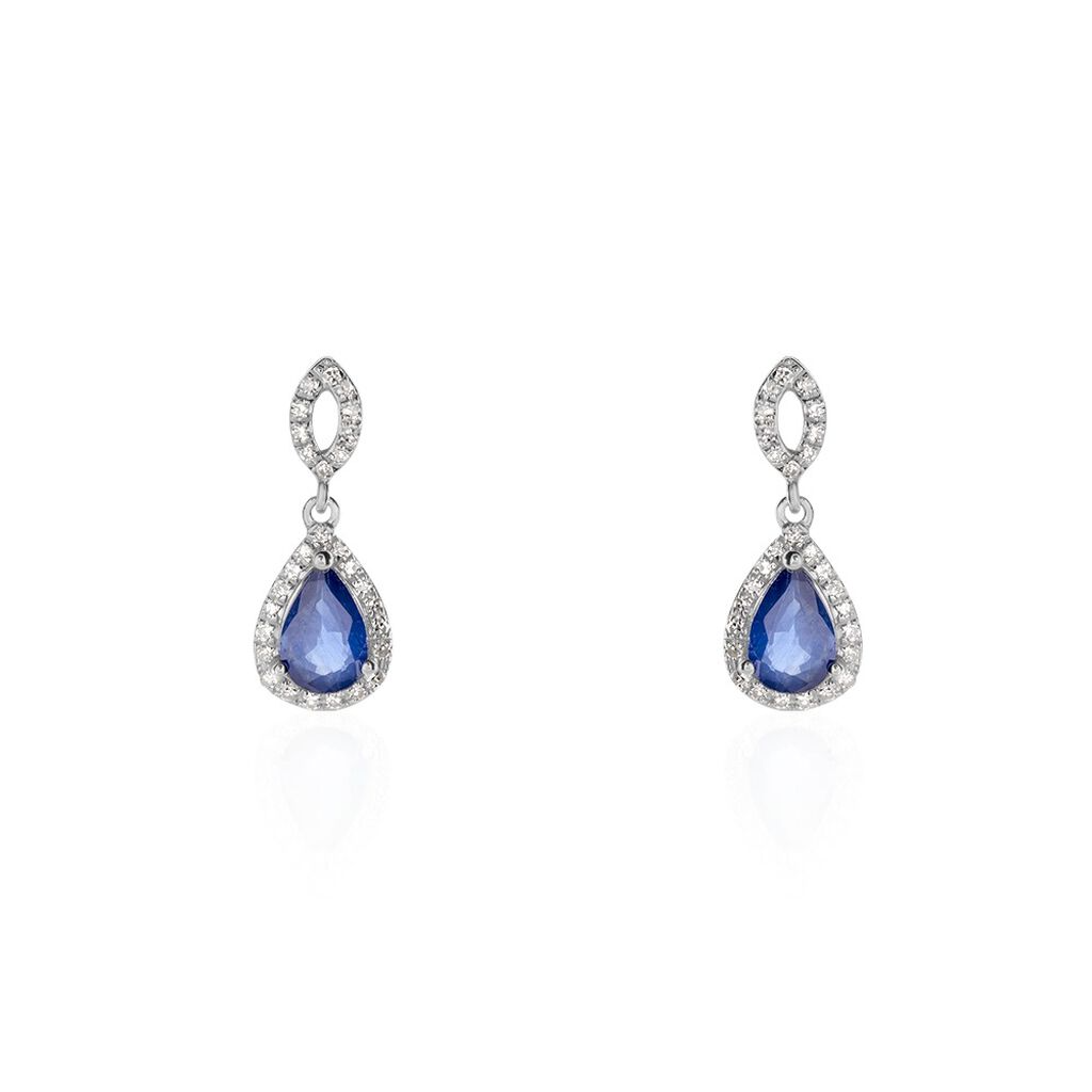 Aretes Ava - Joyería de Lujo con Zafiro Azul de Corte Pera y Diamantes