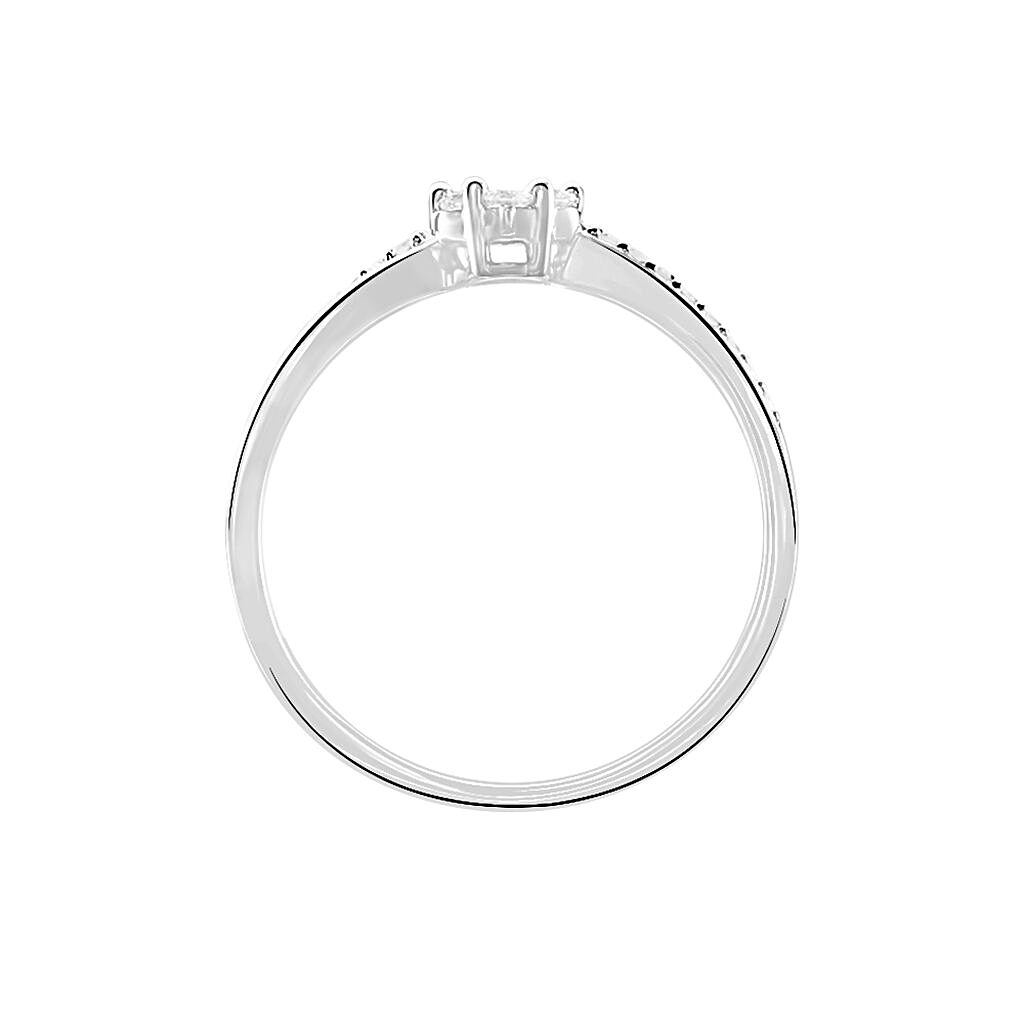 Anillo de compromiso oro blanco con diamantes naturales, diseño floral brillante.

