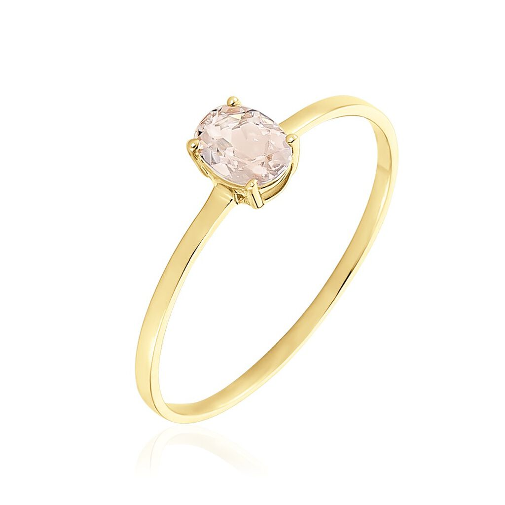 Anillo Solitario con Cuarzo Ovalado en Oro Amarillo

