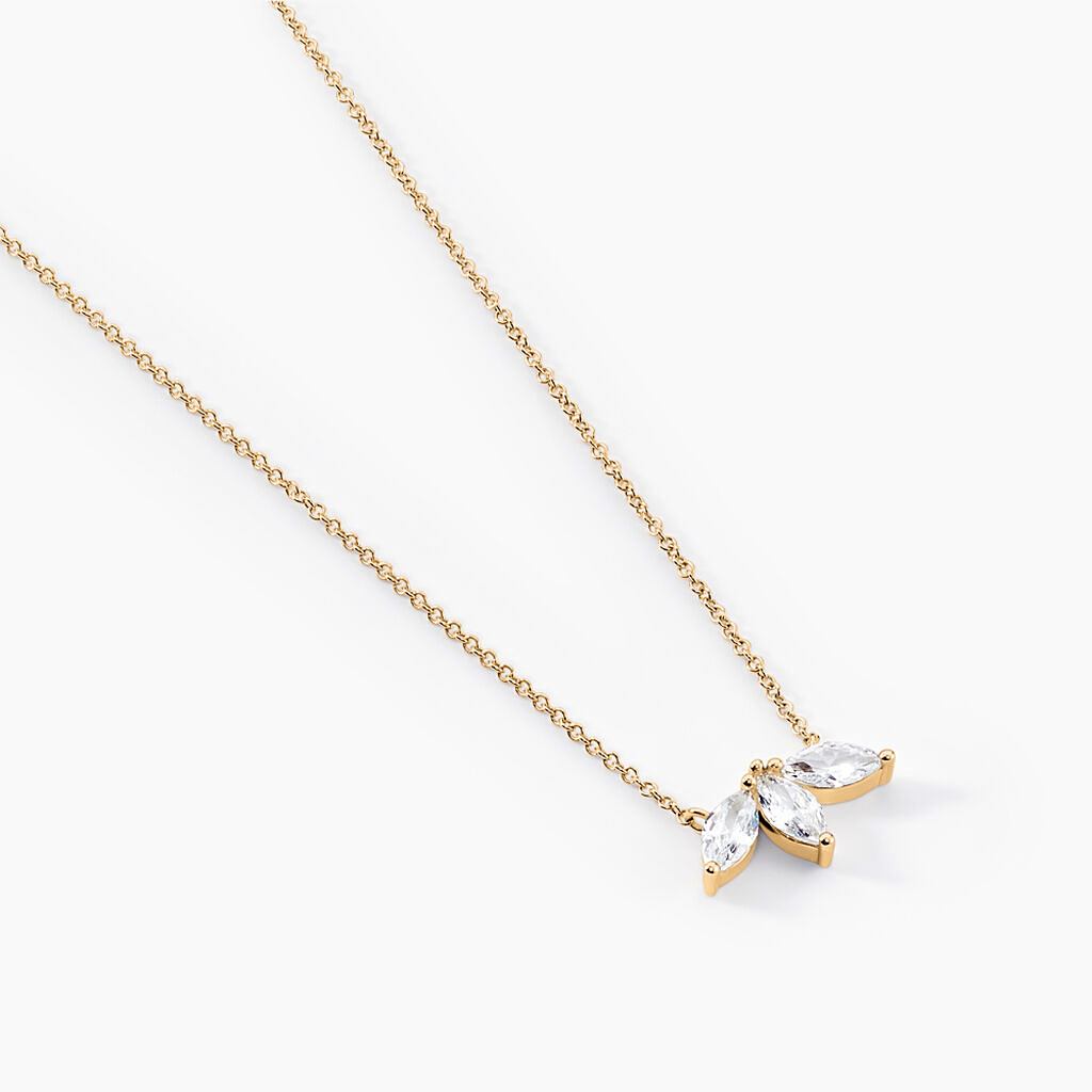 Collar Amalfi en oro amarillo 18k con tres diamantes marquise – Juli & Co