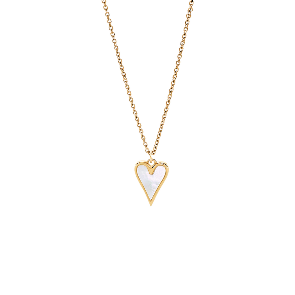 Collar de oro amarillo con dije de nacar en forma de corazon - Positano