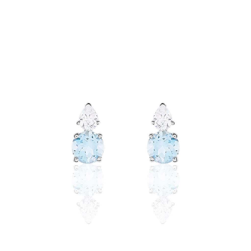 Aretes Muscat oro blanco 18k, diamantes naturales y aguamarinas pera.