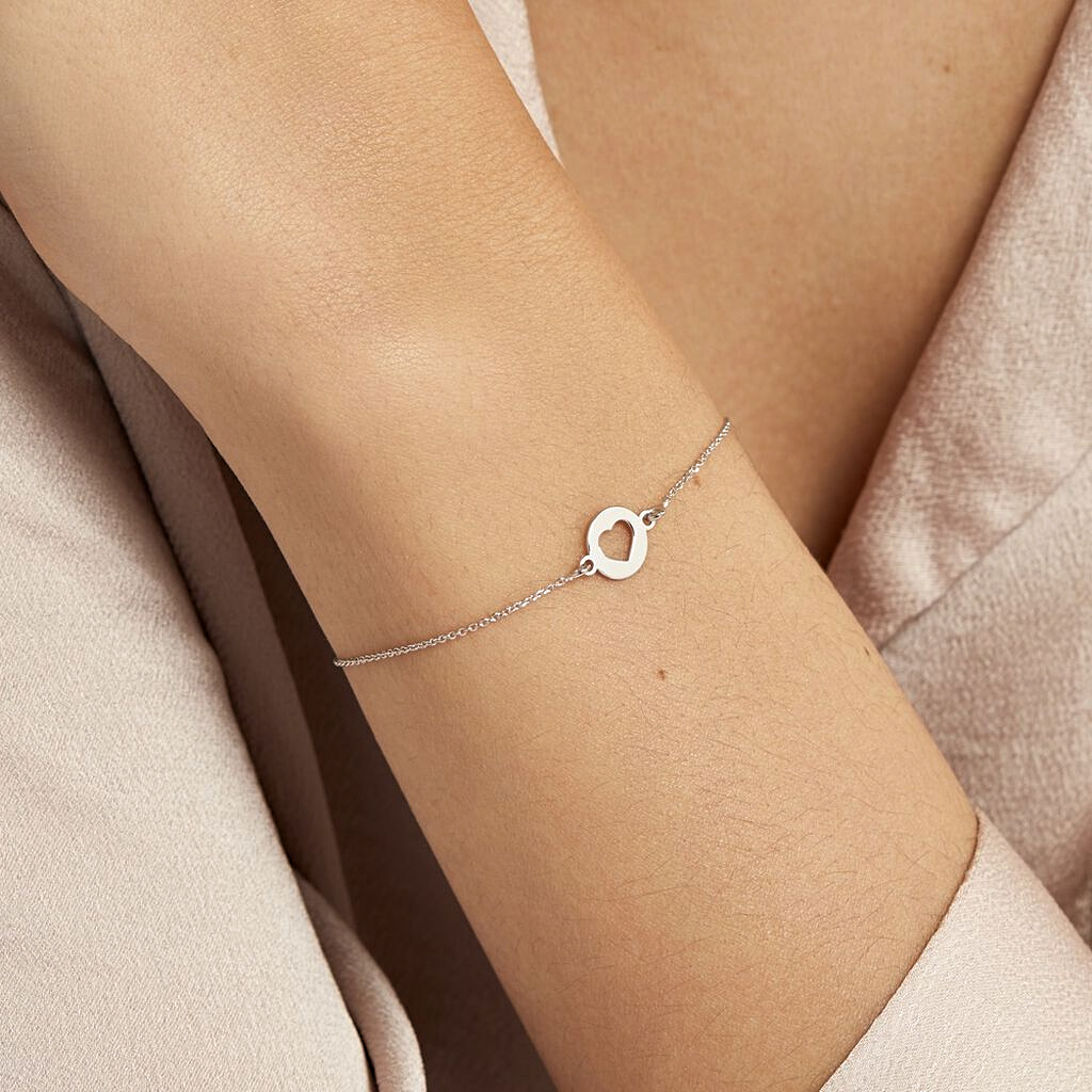 Pulsera oro blanco 18k con corazón calado – Deià Juli & Co