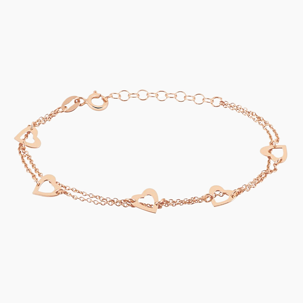 Pulsera Wanaka oro rosado 18k con corazones – Juli & Co