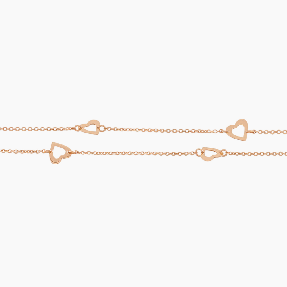 Pulsera Wanaka oro rosado 18k con corazones – Juli & Co