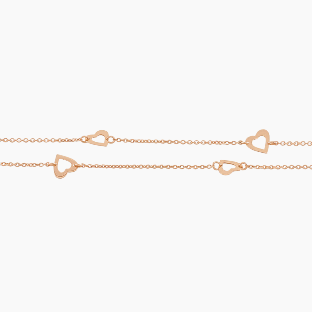 Pulsera Wanaka oro rosado 18k con corazones – Juli & Co