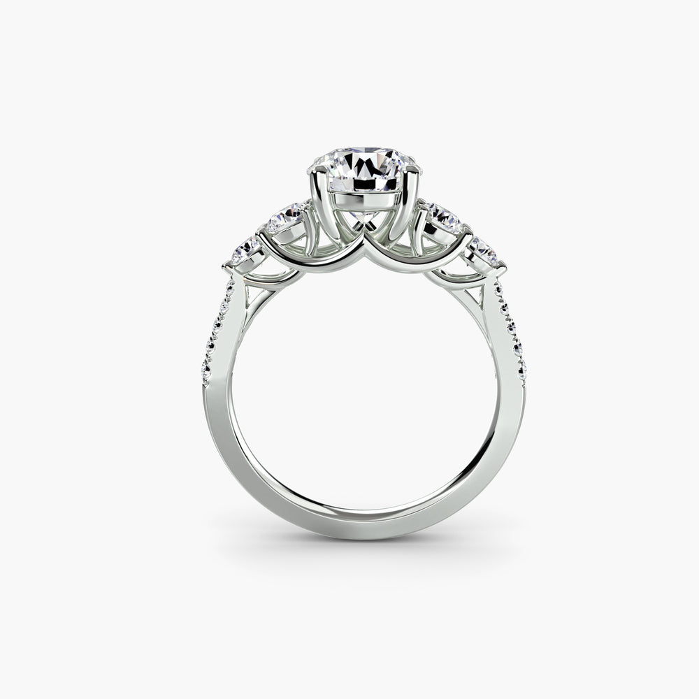 Five Stone Ring with Pavé Band