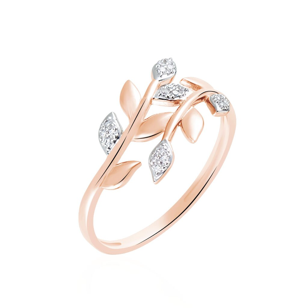 Anillo de Oro Rosado con Diseño de Enredaderas y Diamantes

