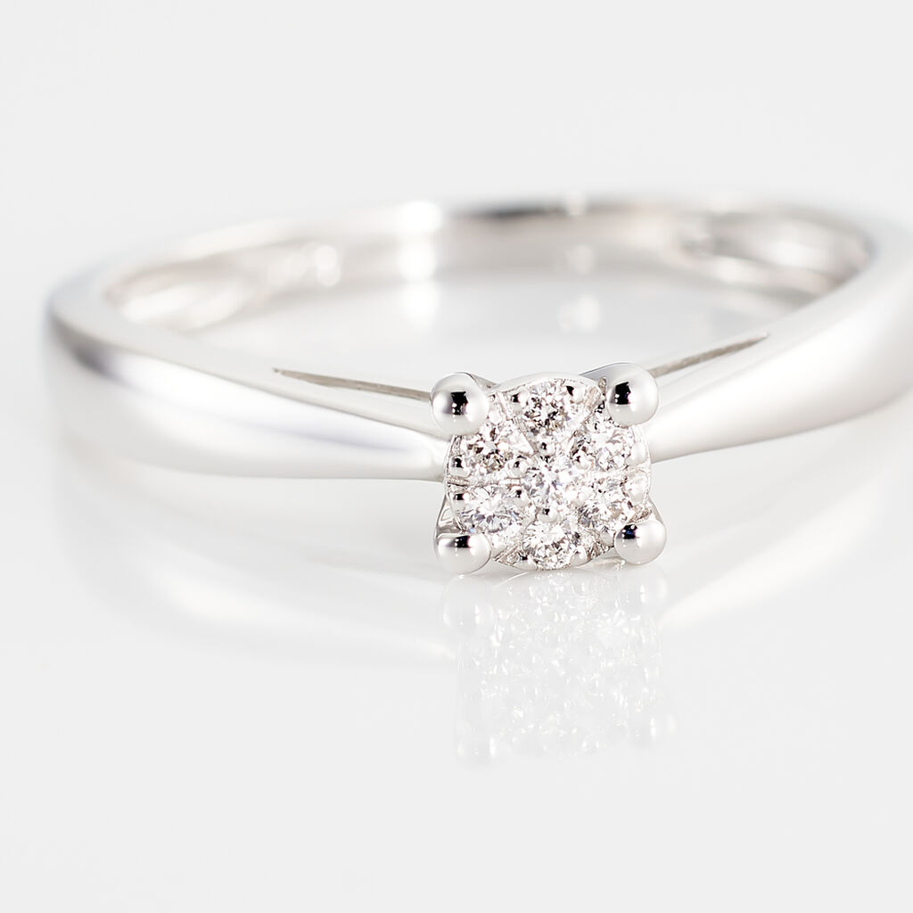 Anillo de Compromiso en Oro Blanco con Diamantes
