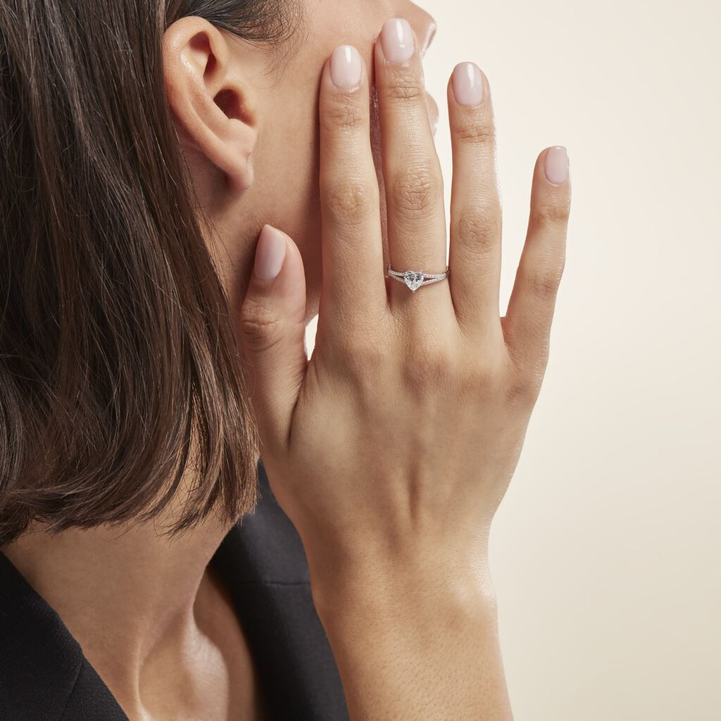 Anillo de diamante enn forma de corazón en oro blanco - Singapur