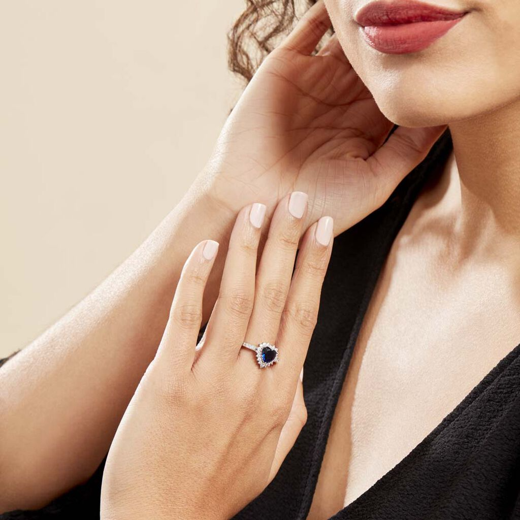 Zafiro Anillos De Matrimonio Diamante Anillo De Zafiro Azul En