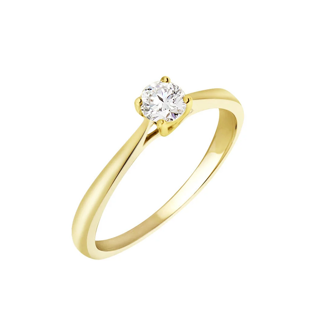 Anillo de compromiso en oro amarillo 18k con diamante 0.15ct - Belleza eterna