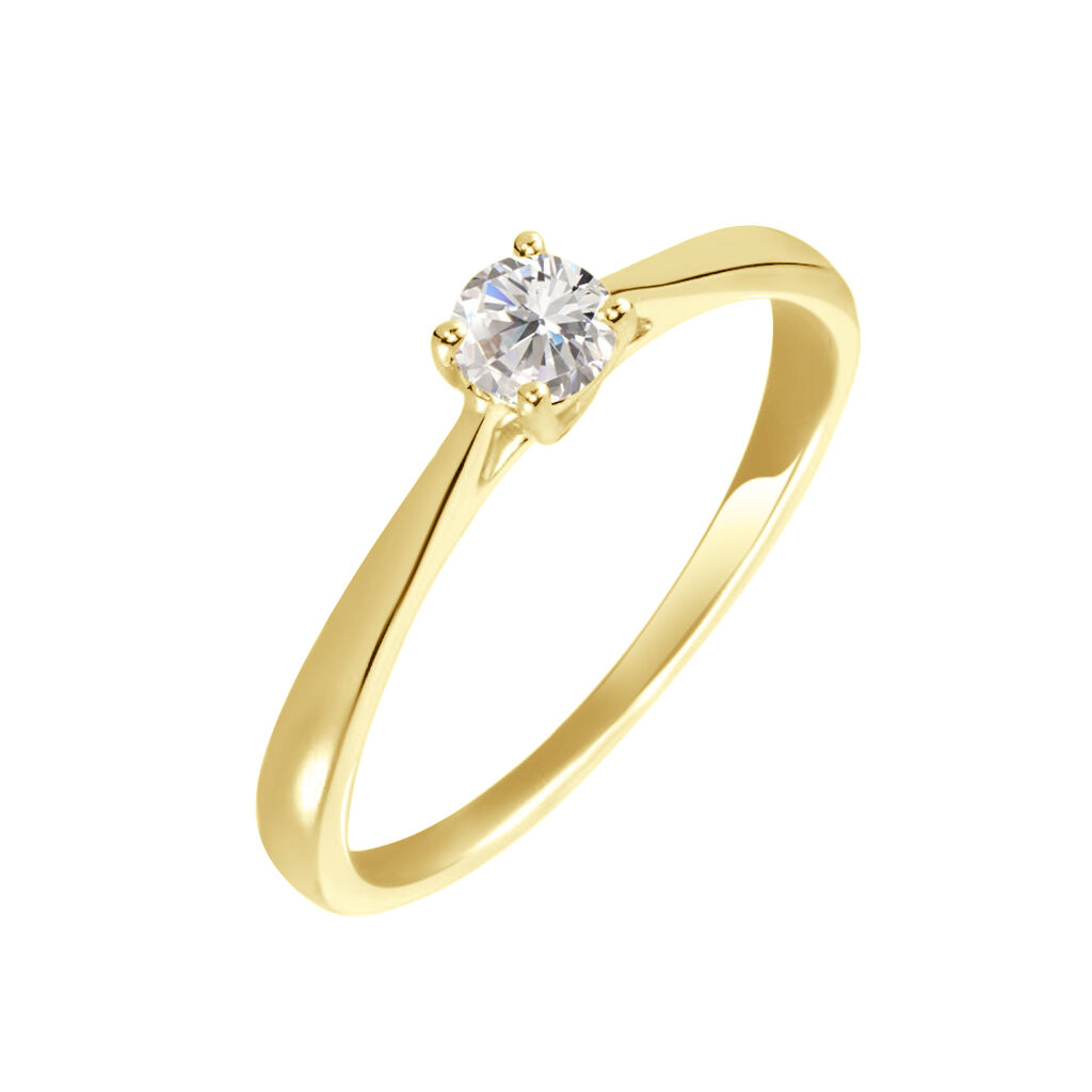 Anillo de oro amarillo 18k con diamante natural mediano